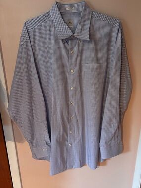 Peter Millar Blue purple and White plaid Micro-Check Dress Shirt XXL